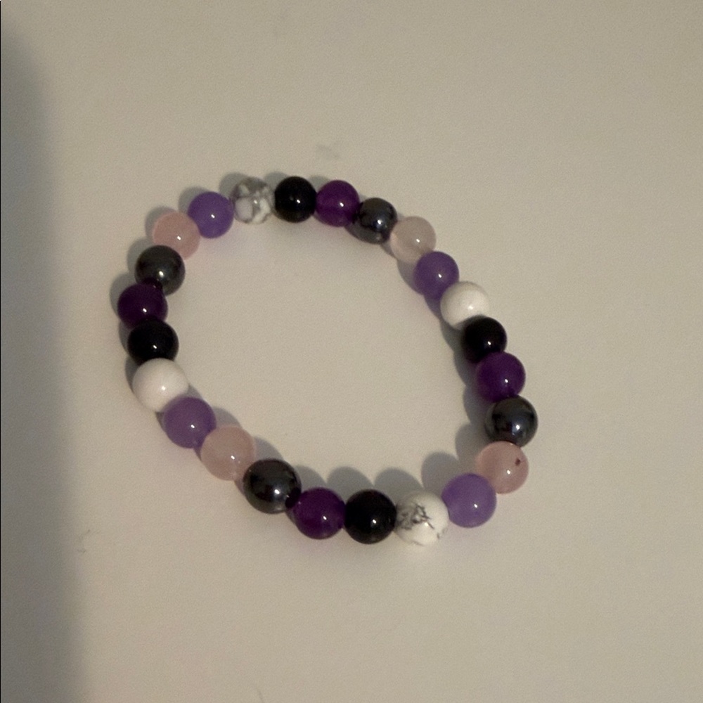 Purple and Pink Beaded Bracelet